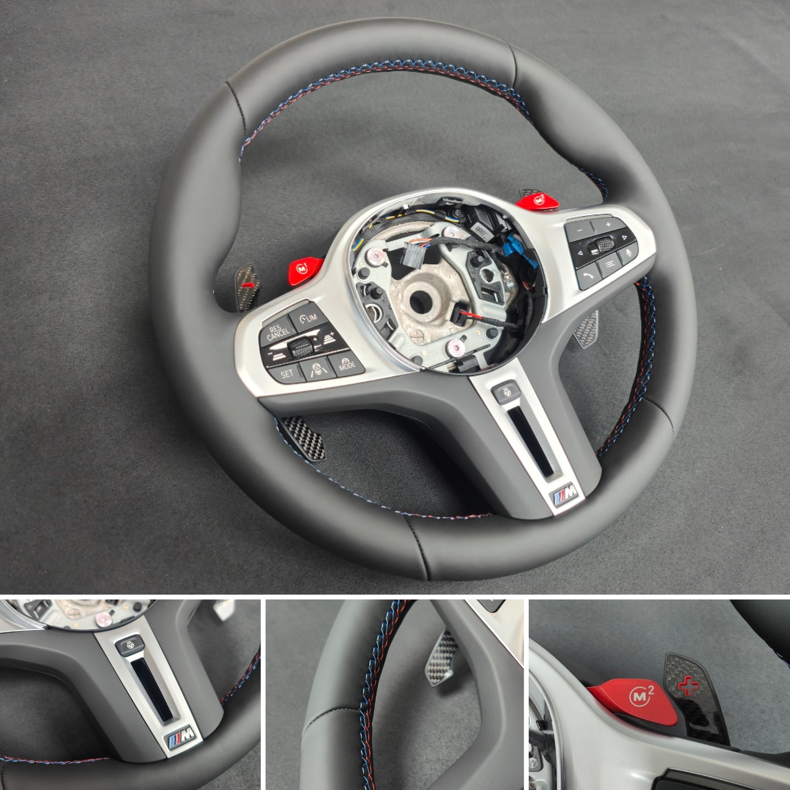 BMW G-SERIES NAPPA LEATHER TRI-STITCH STEERING WHEEL (COMPLETE) - BMW X / 5 / 6 SERIES M-SPORT AUTO G05 X5 G06 X6 G07 X7 G30 G31